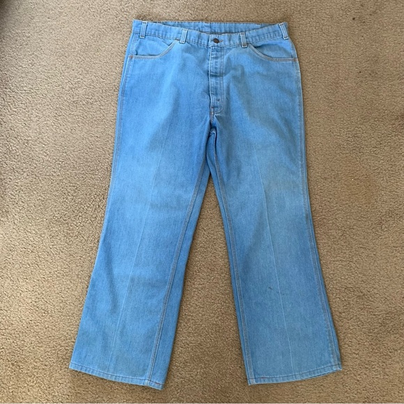 Vintage 70s Levi’s Orange Tab Light Wash Denim Jeans 38x34 - Picture 7 of 11